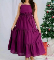 Linen Tiered Maxi Dress For Women Casual Wear Chic Fashion Outfit Perfect For Daily Wear. 