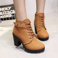 Korean Style High Heel Ankle Boots for Women | Autumn & Winter Martin Boots with Zipper. 