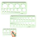 2pcs School Student Art Clear Plastic Geometric Drawing Template Stationery Measuring Ruler Engineering Sketching Circle Stencil. 