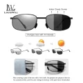 LouisWill Men Fashion Foldable Sunglasses Polarized Photochromic Glasses  Square Narrow Frame Driving Anti-glare Sun Glasses Night Vision Lens UV Protection Sunglasses. 