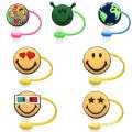 New Straw Cap Emoji Theme 10mm Dustproof Plug Silicone Protective Cover Thermos Cup Accessory. 