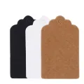 100Pcs White/Black/Yellow Hollow Round Kraft Paper Tags Scallop Head Label Luggage Wedding Note Blank Price Hang Tag. 