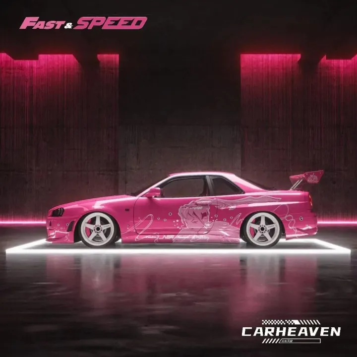 fast%20and%20furious%20cars%20PreSale%20FS%201:64%20Skyline%20GTR%20R34%20High%20Wing%20SUKI%20Pink%20Diecast%20Diorama%20Car%20Model%20Collection%20Miniature%20Carro%20Fast%20Speed%20-%20Image%205