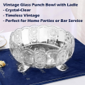 Vintage Crystal Glass Punch Bowl 3000ml Design Heavy and Sturdy PunchBowl for Centerpiece Table Decorations At Parties. 