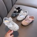 【VA VA VOOM】2023 Rhinestone Sequins Girls Princess Shoes Children Party Dance Shoes Student Spring Autumn New Flats Kids Performance sandals. 