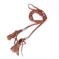 Boho Thin Waist Rope Belt Women Simple PU Leather Tassel Braided Self-Tie Belt 135cm-175cm. 