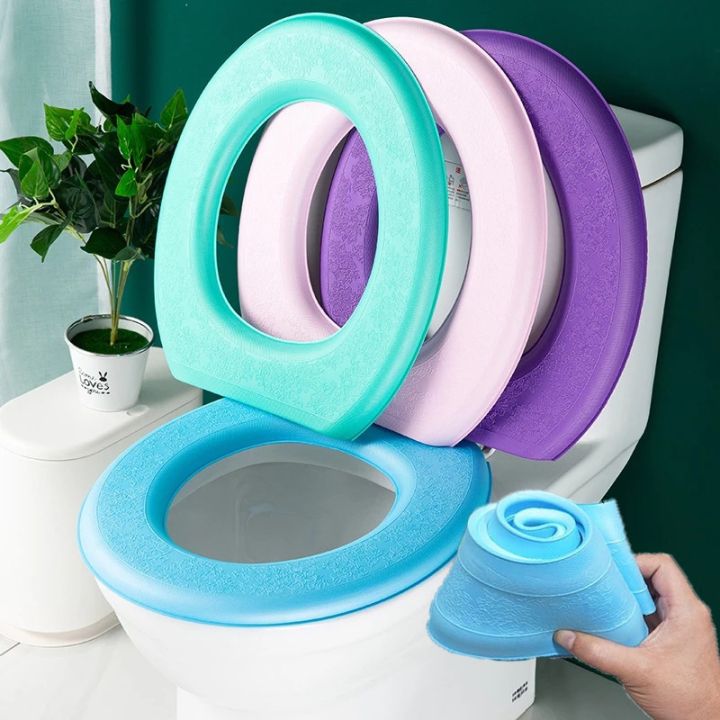 1/4Pcs Waterpoof Toilet Seat Mat Soft EVA Reusable Toilet Lid Cover Closestool Protector O-shape Toilet Cushion Pad Bathroom Decor