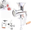 Meat Grinder Meat Mincer - Silver Manual Meat Mincers,Sausage Stuffer Hand Grinder,Hand Crank Mincer Grinding Machine Kitchen Tools for Ground Meat,Enema,Ramen,and Biscuit Making. 