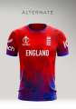 My 2024 ICC Cricket World Cup Jersey Concept Design - England Blue Red Dual Color Home and Alternate T-shirt (Free Custom Name and Number). 
