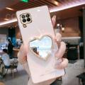 For Samsung Galaxy A12 / M12 Cover with Makeup Mirror Shiny Plating Square Bumper Girls Phone Case Soft TPU Silicone Shockproof Protective Back Cover. 