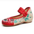 【ZIME】Beijing Style Square Spring and Autumn Embroidered Cloth Insole Dance Old Shoes Hibiscus Flower Ethnic Beef Tendon Women's Single. 