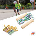 QP Wooden Handle Fitness Braided Cotton Adjustable Skipping Rope. 