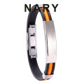 Men Bracelet Elastic Silicone Adjustable Buckle Minimalism Polishing Ornamental Decoration Allergy-free Trendy Men Stainless Steel Bracelet Jewelry Accessory. 