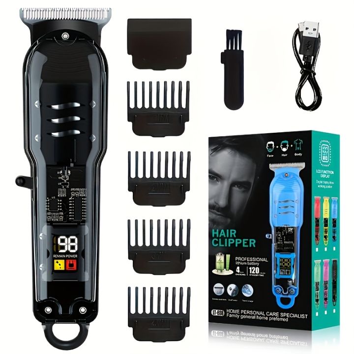 Professional Transparent Digital Display Cordless Hair Cut Machine ...