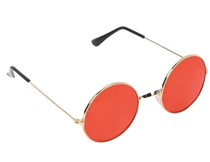 Shape Retro Golden-Red UV Protection Sunglasses Shades/Frame For Men & Women (Red Lens)