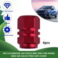 Red - 4Pcs Car Styling Tires Valve Air Tyre Caps  Bolt-in Aluminum Theftproof. 