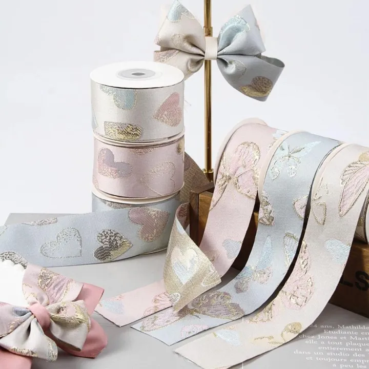 2 Butterfly Ribbons Embroidery Heart Butterfly Ribbon Craft 2.5cm Heart Lace Ribbons ...