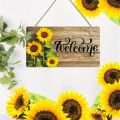 Wall Hanging Plaque Pastoral Style Sunflower Welcome Sign Lightweight Hanging Welcome Door Sign Rectangular Wooden Decoration Sign Office. 