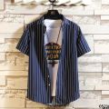 Shirt Trendy New Short Pattern Selected Summer Lined Thin Thick Shirt Business Men Vertical Version Men's Slim Summer Sleeve Shirt Men's Clothing. 