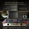 National Low Gas Cooker 2 burner portable infrared gas stove with Ceramic  Glass Free gas regulator with hose. 