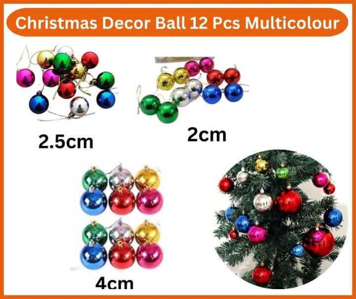 Christmas Decor Ball 12 Pcs Christmas Ball Pack 6 Colours Pendant Christmas Party Supplies Christmas Hanging Decoration Nativity Decor Hanging Tree Christmas Balls - 2cm, 2.5cm, 4cm, Christmas Tree Decorations Shatterproof