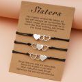 3Pcs Three Heart Sisters Card Bracelets Best Friendship Stainless Steel Handmade Braided Bracelet Birthday Gift Jewelrys. 