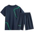 Boys' Summer Thin Quick-Drying Sports Suit Children's Short-Sleeved Shorts Loose-Fitting Casual round-Neck Handsome Running Suit. 