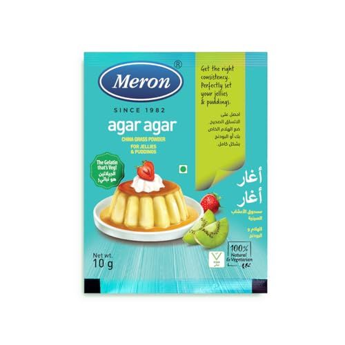 Meron Agar Agar China Grass Sachet | 100% Plant-Based | Ideal for Desserts and Jelly | Vegetarian Gelatin Substitute | Seaweed Extract | Thickening & Gelling Agent | Sets at Room Temperature | 10 Grams(FROM INDIA)JEZ