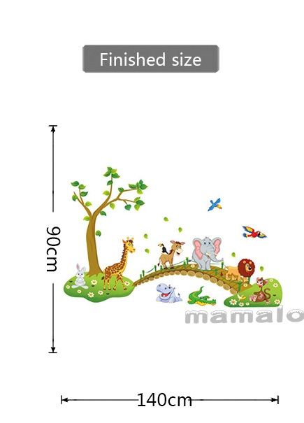 Forest Animals Tree Wall stickers for kids Room Monkey owl Jungle wild ...