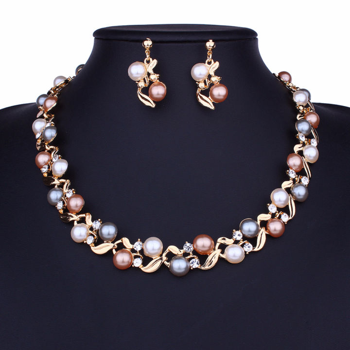 Daraz Fake Pearl Jewelry Sets Yfashion 2pcs/set Women Fashion