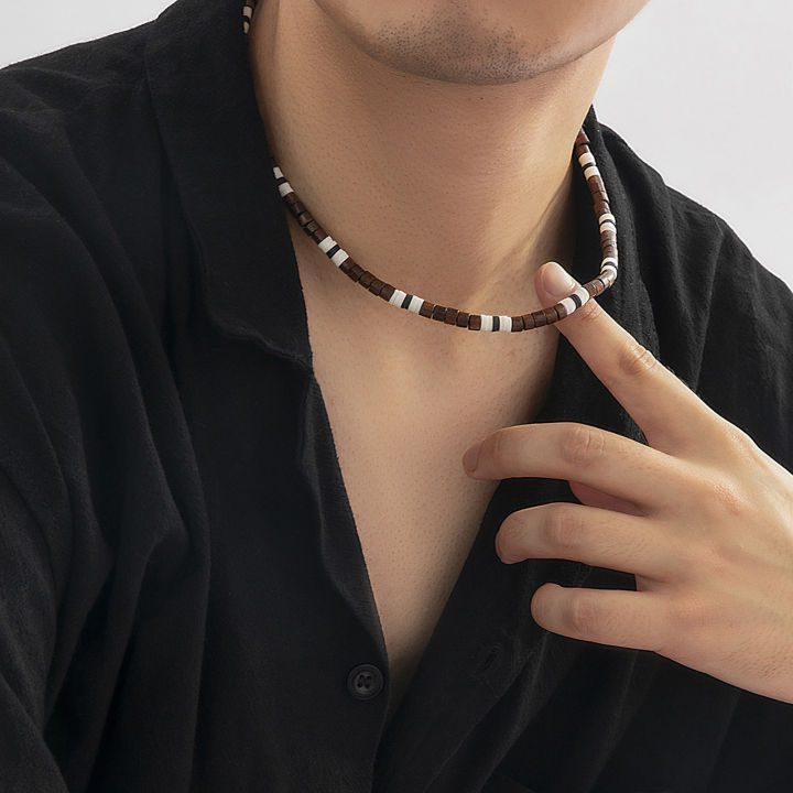 Men%20Necklace%20Beaded%20Elegant%20Polymer%20Clay%20Wooden%20Beads%20Splicing%20Casual%20Bohemia%20Clavicle%20Necklace%20Fashion%20Jewelry%20-%20Image%202