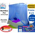 Mosquito Net With Stainless Aluminium (Frame 6x5) for ( Bed Size 7x7 to 7x13 ) Durable 1 Quality Fabric 20 Years Frame Warranty. 