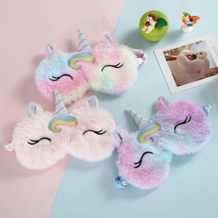 New Plush Unicorn Sleeping Mask Cute Kids Eye Cover Cartoon 3D Sleep Eye Mask Travel Eye Band
