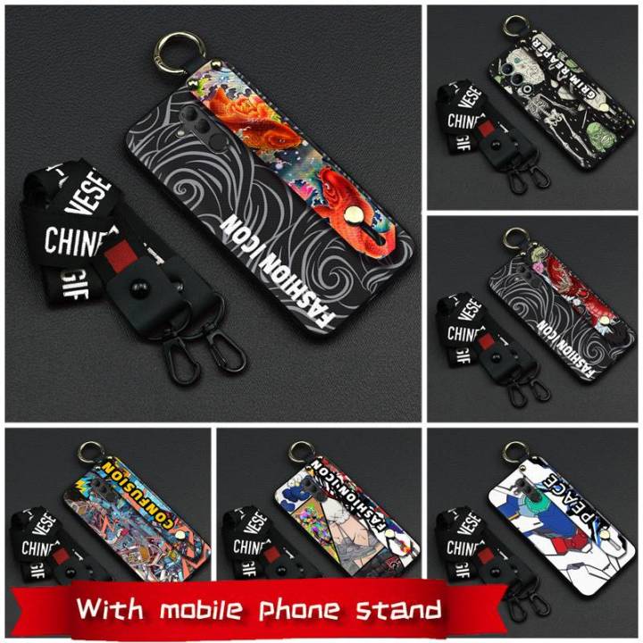 Shockproof Cartoon Phone Case For OPPO A5 5G/4G 2025 Global Lanyard Wristband Back Cover Silicone Fashion Design Durable
