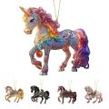 New Year 2D Flat Christmas Hanging Pendant Acrylic Golden Horse Car Horse Pendant Keychain Navidad Decor. 