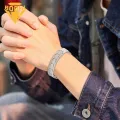 Domineering Jewelry Piece Stylish Men's Hexagon Magnetic Bracelet Wide Band Alloy Wrist Bangle for Daily Wear Gifting Trendy Adult Jewelry for Parties Alloy Bracelet. 
