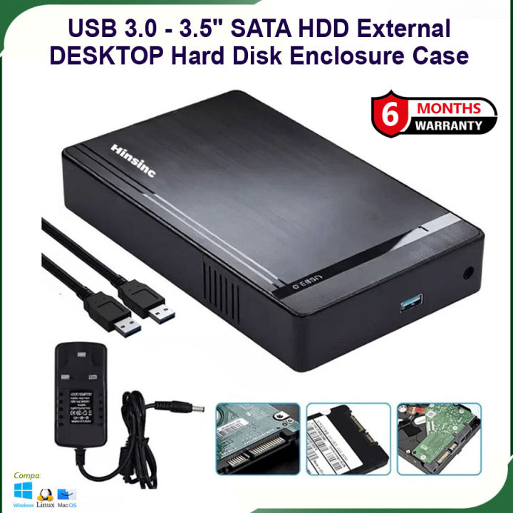 USB 3.0 2.5" 3.5" SATA HDD External DESKTOP Hard Drive Disk Enclosure ...