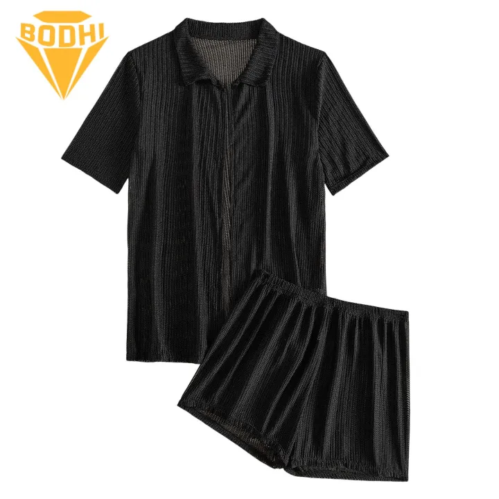 Hollow Design Swimwear Cover Up 2pcs Summer Beach Cover Up Set Short Sleeve Hollow Design Quick Dry Shirt Shorts Set for Women Style Cover Up Coat