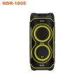 NDR-1808 100W High Power Portable Party Bluetooth Speaker Dual Wireless Microphone Built-in Batteryttery. 
