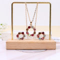 2Pcs Colored Gemstones Necklace Pendant Earrings Set Exquisite Fashion Elegant Wedding Jewelry Sets. 