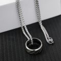 Goth Fashion Ring Pendant Long Necklace for Men Punk Trendy Simple Chain Mens Jewellery Gift. 