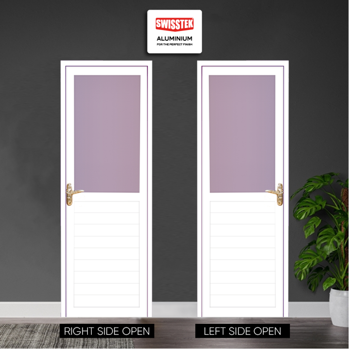 Bathroom Door White Finish with Frame (General Type-Right Side Open)