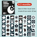 Baby Visual Stimulation Card Toy Black White Flash Cards High Contrast Visual Stimulation Learning Toys for Children. 