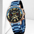 New Concept Personality Trend Men's Steel Strap Watch Three Eyes with Calendar Double Scale Quartz Watch Men's. 