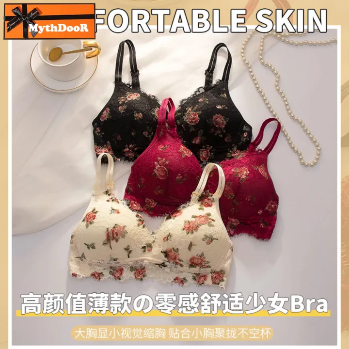 TZ%20Japanese%20Style%20Sweet%20Lace%20Vintage%20Rose%20Flower%20Underwear%20Women's%20Thin%20Push-Up%20No-Rings%20Comfortable%20Breathable%20Bra%20Set%20-%20Image%203