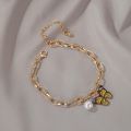 Enamel Pearl Colorful Butterfly Charm Bracelet Ins Girl Korean New. 