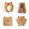 Portable Cartoon Capybara U-shaped Pillow Plush 2 in 1 Travel Neck Support Pillow Soft Eye Mask Pillow Office Chair Cushions. 