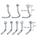 1PC Titanium Nose Stud L-Shape Nariz Studs Screws Nose Ring Hoop Piercings Gem Nostril Earring Stud Piercings Fashion Jewelry. 