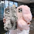 GTWIN Plush Warm Case For iPhone 12 11 Pro Max XS Max XR X Cute Long Rabbit Ears Furry Fluffy Fur Cover For iPhone 6 6S 7 8 Plus. 