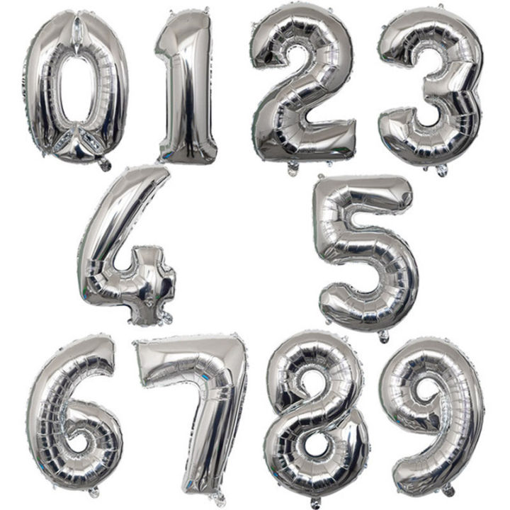 32" Foil Numbers Silver Balloon Numbers 0 - 9 Birthday Party